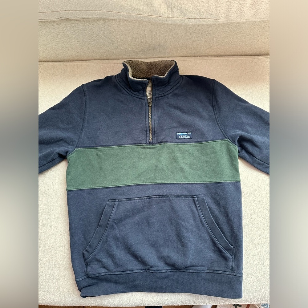 LL Bean Sherpa Collar Sweatshirt Colorblock Men's Regular